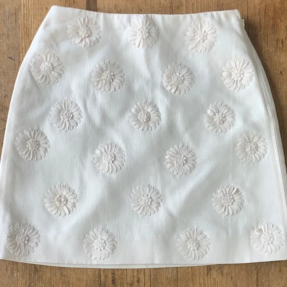 Valentino White Floral Silk Wool Mini Skirt - Picture 14 of 16